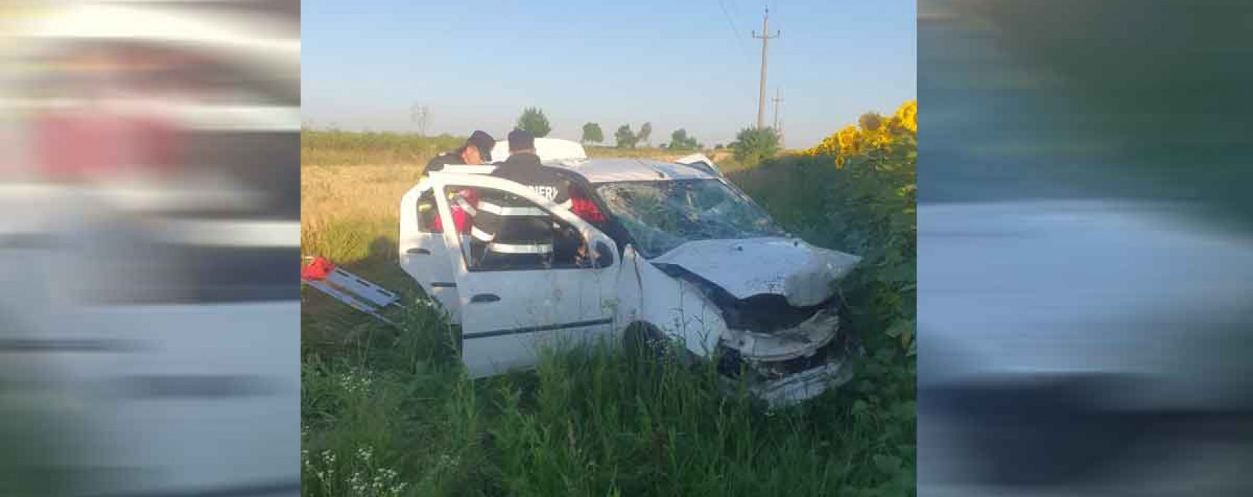 Dâmboviţa: Accident pe DN7 la Mătăsaru, o maşină răsturnată şi două persoane rănite