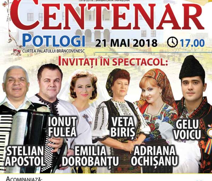 Centenar – Potlogi, concert extraordinar cu artiști din toate zonele istorice ale României