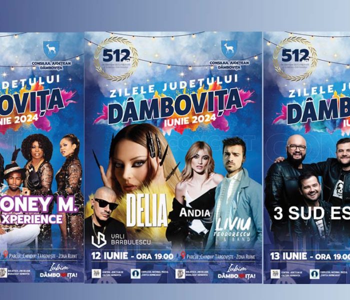 Dâmboviţa: Trei zile cu concerte la Zilele judeţului 2024 (11-13 iunie 2024)