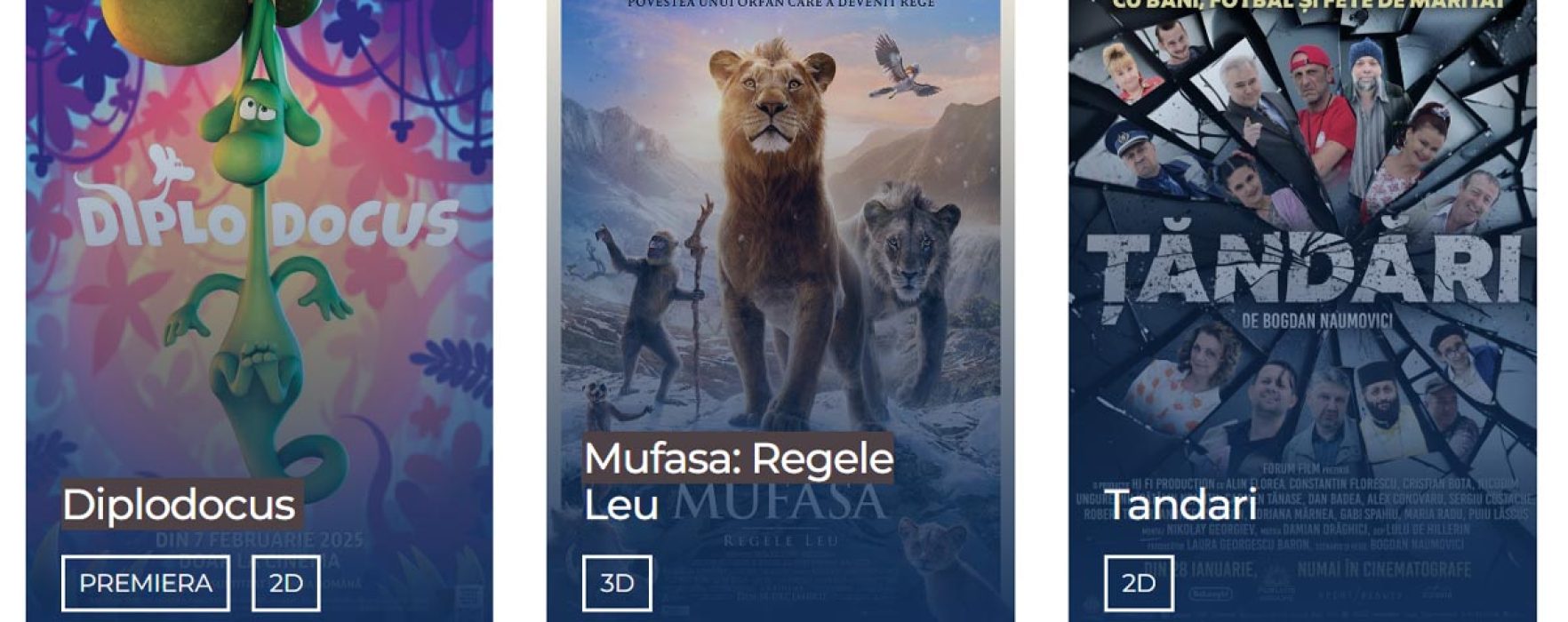 #cinemaIndependenţa Târgovişte: Diplodocus, Regele Leu şi Ţăndări, sâmbătă 8 februarie 2025