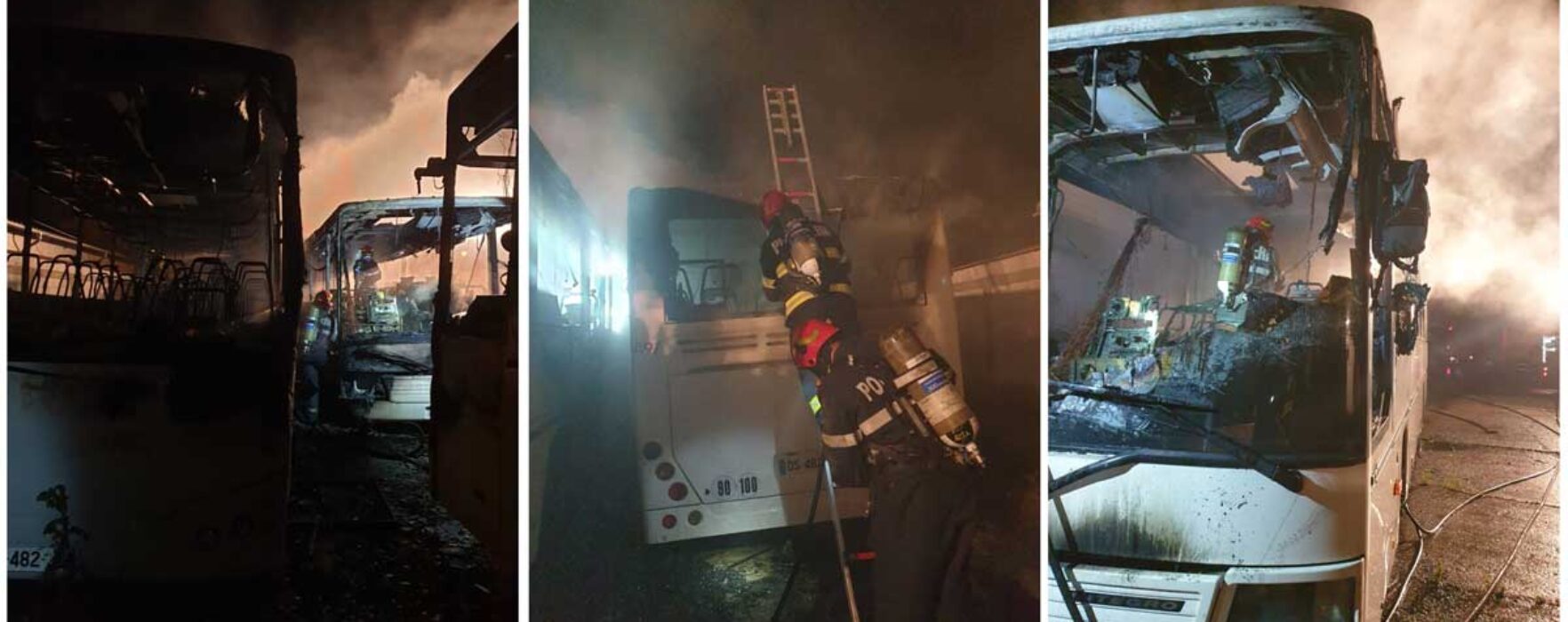 Trei autobuze, incendiate în noaptea de marţi spre miercuri, în Târgovişte