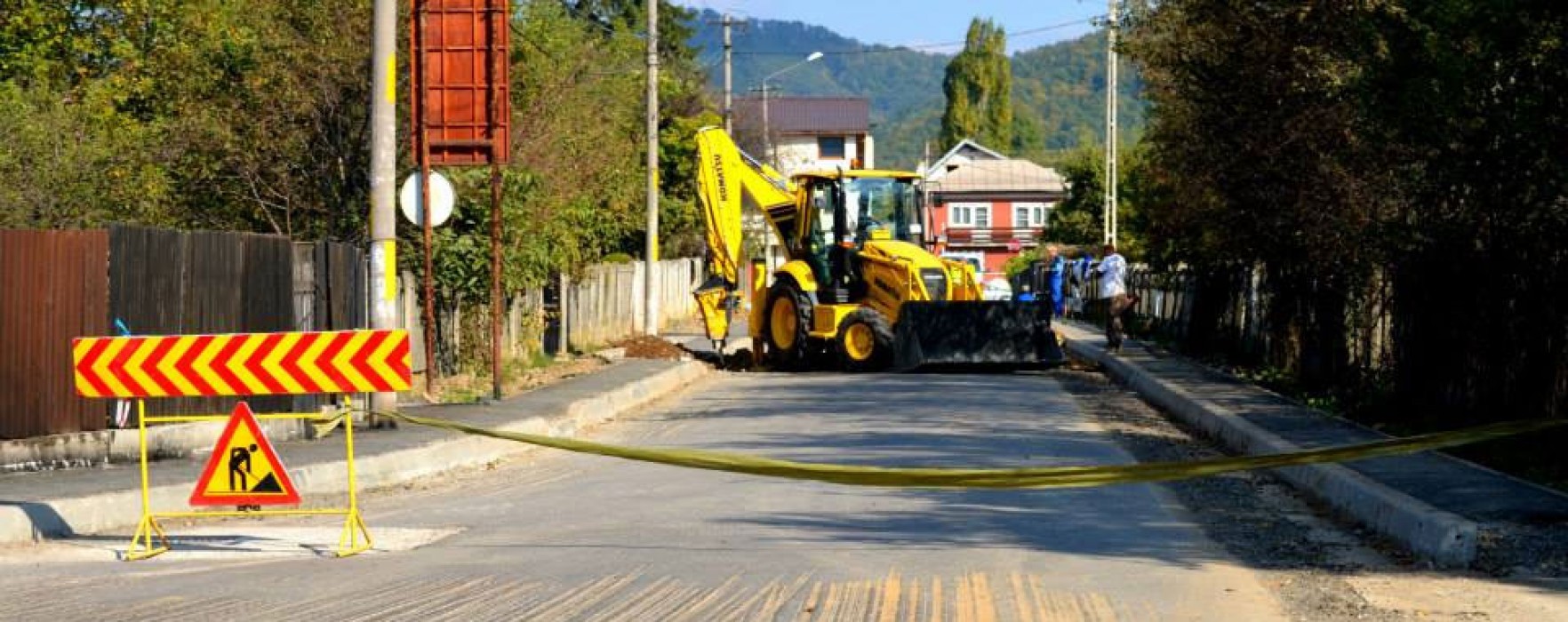 Lucrări de asfaltare la Pucioasa