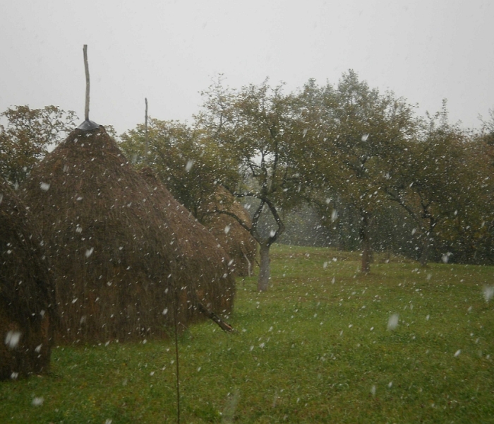 A nins, marţi, în zona montană a judeţului Dâmboviţa