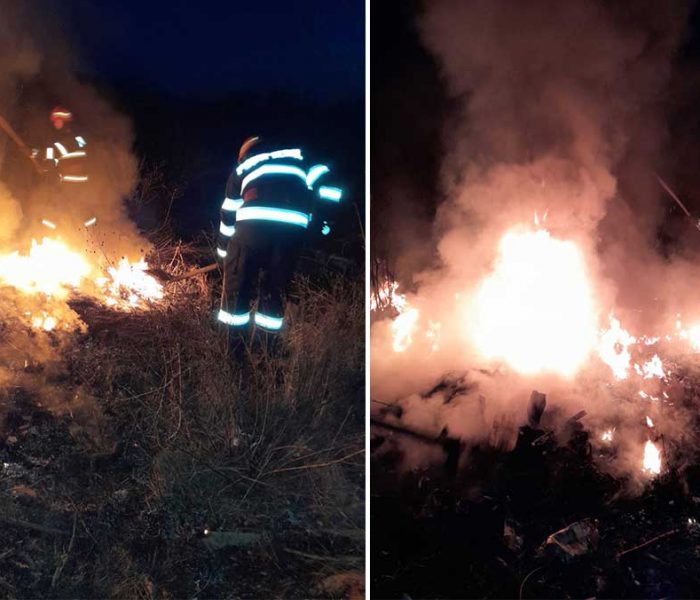 Dâmboviţa: Incendiu de deşeuri în Bălteni, ard anvelope şi mase plastice