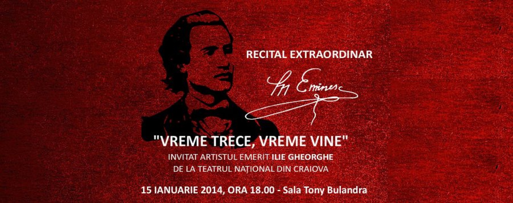 Recital Eminescu, pe 15 ianuarie, la Teatrul Municipal Târgovişte